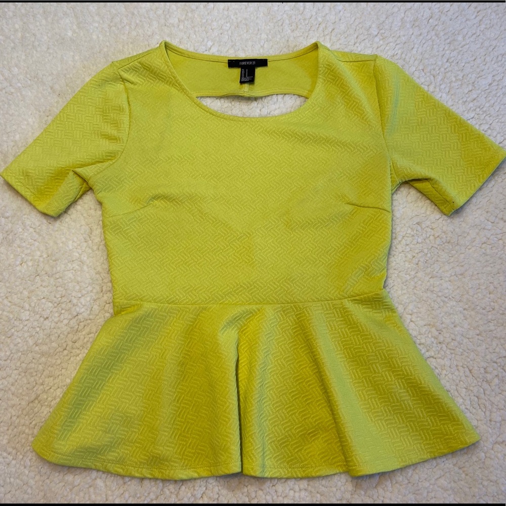 Forever 21 Yellow Peplum Top